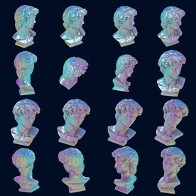 镭射渐变大卫雕像 免抠