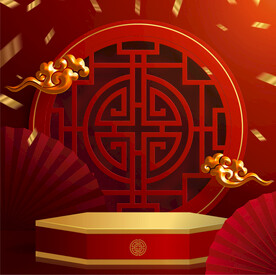 红色国潮展台海报背景