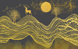 装饰画 麋鹿 线条抽象画