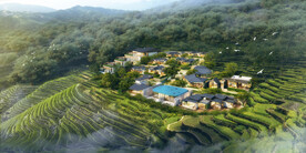 梯田山地民宿酒店鸟瞰图