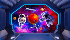 科技空间站宇航员背景墙