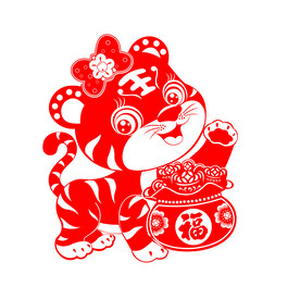 虎年窗花剪纸
