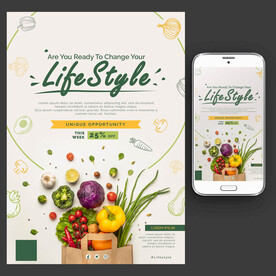 新鲜果蔬食材促销海报