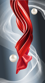 装饰画 抽象画 红色飘带