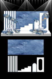 蓝色婚礼现场KT板