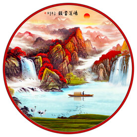 鸿运当头巨幅财生水流装饰画