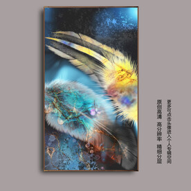现代抽象羽毛肌理玄关装饰画
