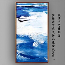 北欧风抽象大海油画玄关装饰画
