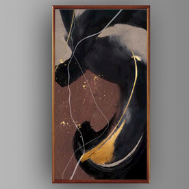 侘寂风抽象金色油画玄关装饰画