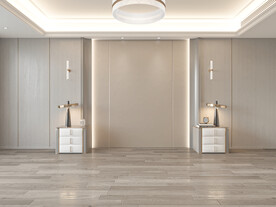 现代卧室背景墙床头场景