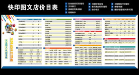 图文快印店价目表