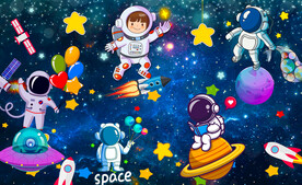 儿童星空宇航员背景墙