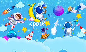 儿童星空宇航员背景墙