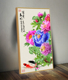 高清牡丹玄关装饰画