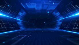 蓝色科技空间粒子线条视频背景