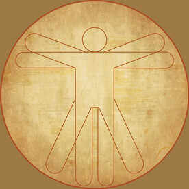 复古牛皮纸达芬奇卡通线条小人