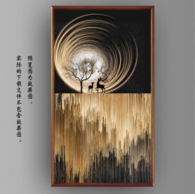 抽象麋鹿山水玄关装饰画