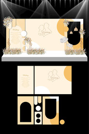 香槟色婚礼现场KT板布置