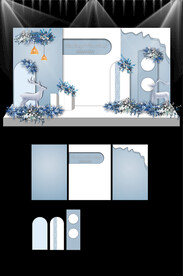 蓝色婚礼现场KT板