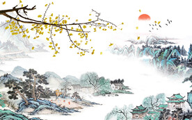 中式新款背景山水 TIF分层