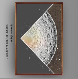 圆月抽象线条玄关装饰画