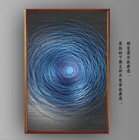 宝石蓝抽象线条玄关装饰画