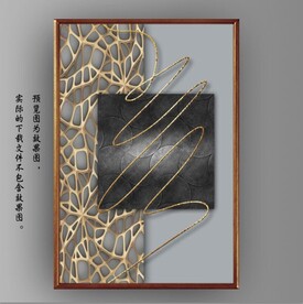 抽象金色几何纹理装饰无框画