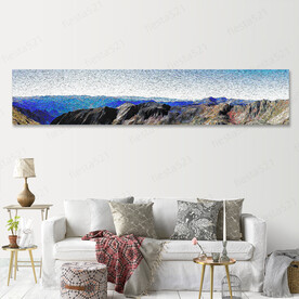 强烈色彩表现主义山脉风景油画