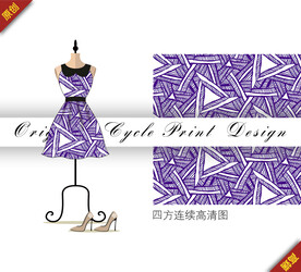 创意手绘圆珠笔三角形数码印花