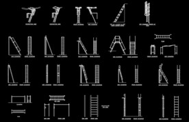 多种规格的梯子CAD图库