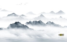 简约别墅背景山水 TIF分层