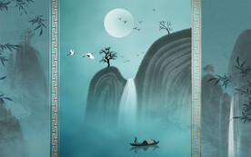 新中式禅意山水背景墙