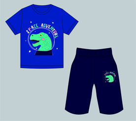 恐龙印花T恤裤子童装套装