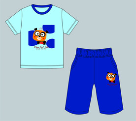 小熊字母印花T恤裤子童装套装