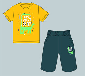 卡通长颈鹿字母印花T恤裤子童装