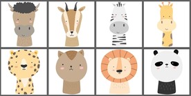 卡通小动物头像矢量图