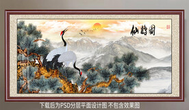 仙鹤松树晶瓷画