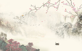 中式山水背景墙