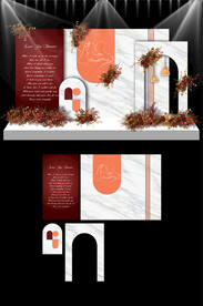 香槟色婚礼现场KT板布置