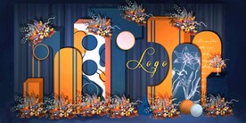 蓝橙撞色婚礼效果图