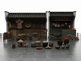 民宿古井打谷车斗笠木车谷物物品