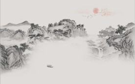 新中式水墨山水国画电视背景墙