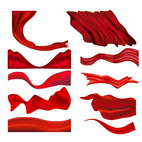红色丝绸动感红旗飘扬红布矢量图