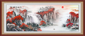 旭日东升山水画