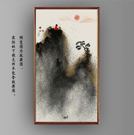 抽象金色水墨山水装饰画