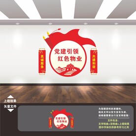 红色物业文化墙