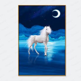 唯美白色英俊潇洒独角兽装饰画