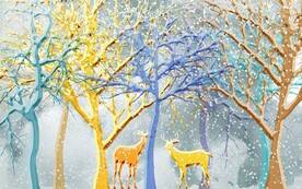 水墨树林新中式背景墙