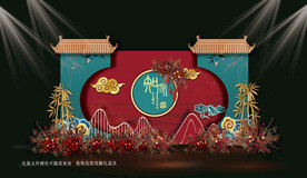 新中式红蓝婚礼效果图