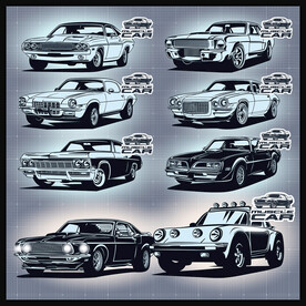 矢量手绘怀旧经典机车